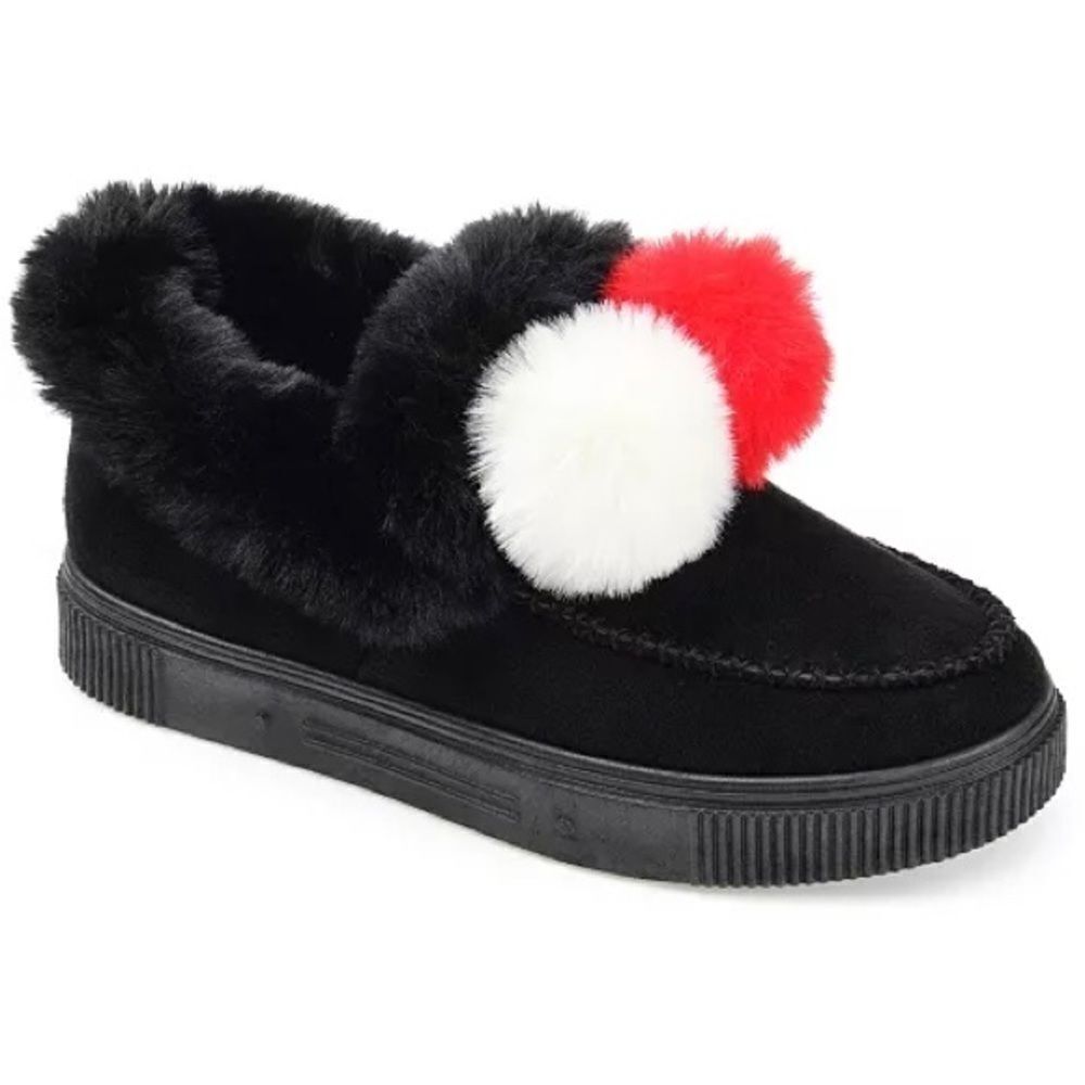 Journee Collection Women's Sunset Faux Fur Lined Slipper Black 7.5 New shoes